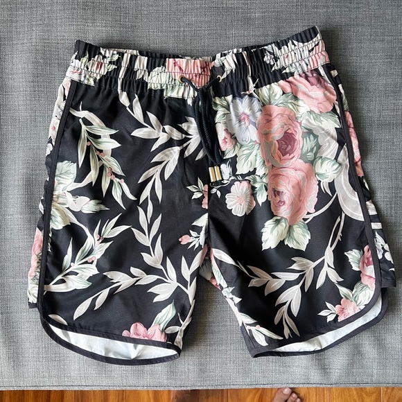 Zimmermann Black Floral Board Shorts